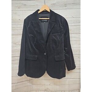 NWT Eloquii Black One Button Blazer‎ Size 20 Jacket Pockets Office Preppy Velvet